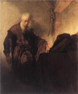 St Paul at his Writing Desk by Rembrandt
